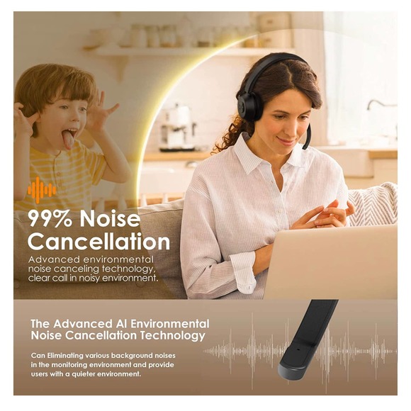 Bluetooth Headset V5.1, Wireless Headset with Noise Canceling Microphone - Picture 9 of 11
